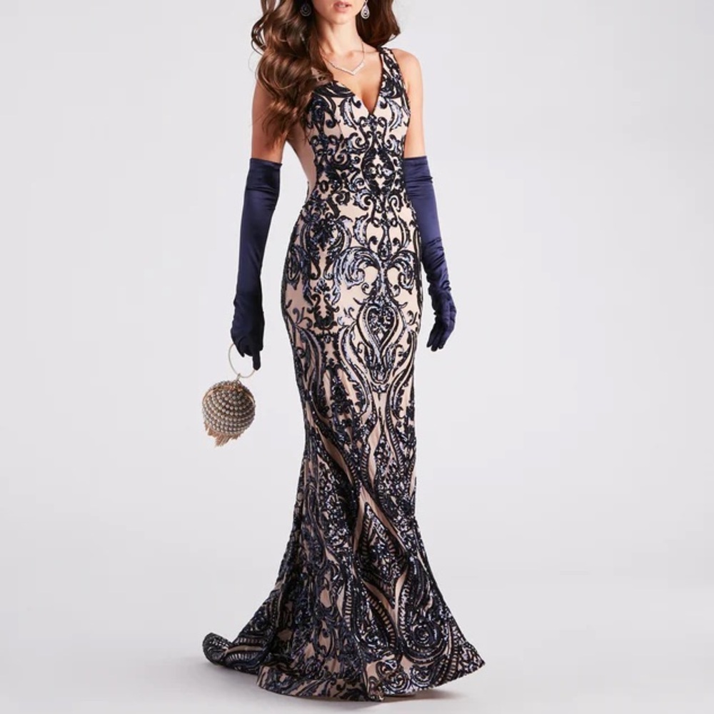 Windsor Mariah Formal Sequin Mesh Mermaid Prom Dress